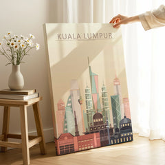 Kuala Lumpur city skyline art print, canvas print with mirror edge in a room