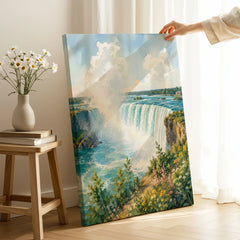 Niagara Falls State Park Horseshoe Falls watercolour art print canvas print with mirror edge in a room