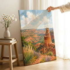 Palo Duro Canyon State Park Lighthouse rock formation watercolour art print canvas print with mirror edge in a room