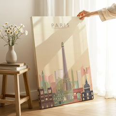 Paris city skyline art print, canvas print with mirror edge in a room