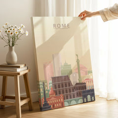 Rome city skyline art print, canvas print with mirror edge in a room
