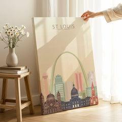 St Louis city skyline art print, canvas print with mirror edge in a room