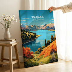 Wanaka Travel Print - canvas print with mirror edge in room setting