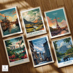 Andermatt Travel Poster – Swiss Alps Winter Village and Chalet Print among other travel posters.