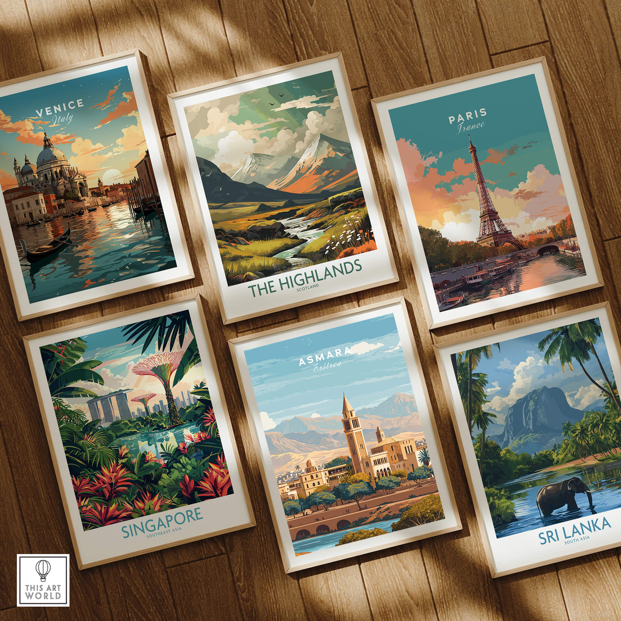 Asmara Travel Poster – Cityscape Skyline and Mountain Landscape Art Print featuring a beautiful cityscape design.