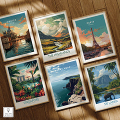 Berry Head Travel Poster – Devon Coastal Cliffs and Ocean View Print among travel posters of various destinations.
