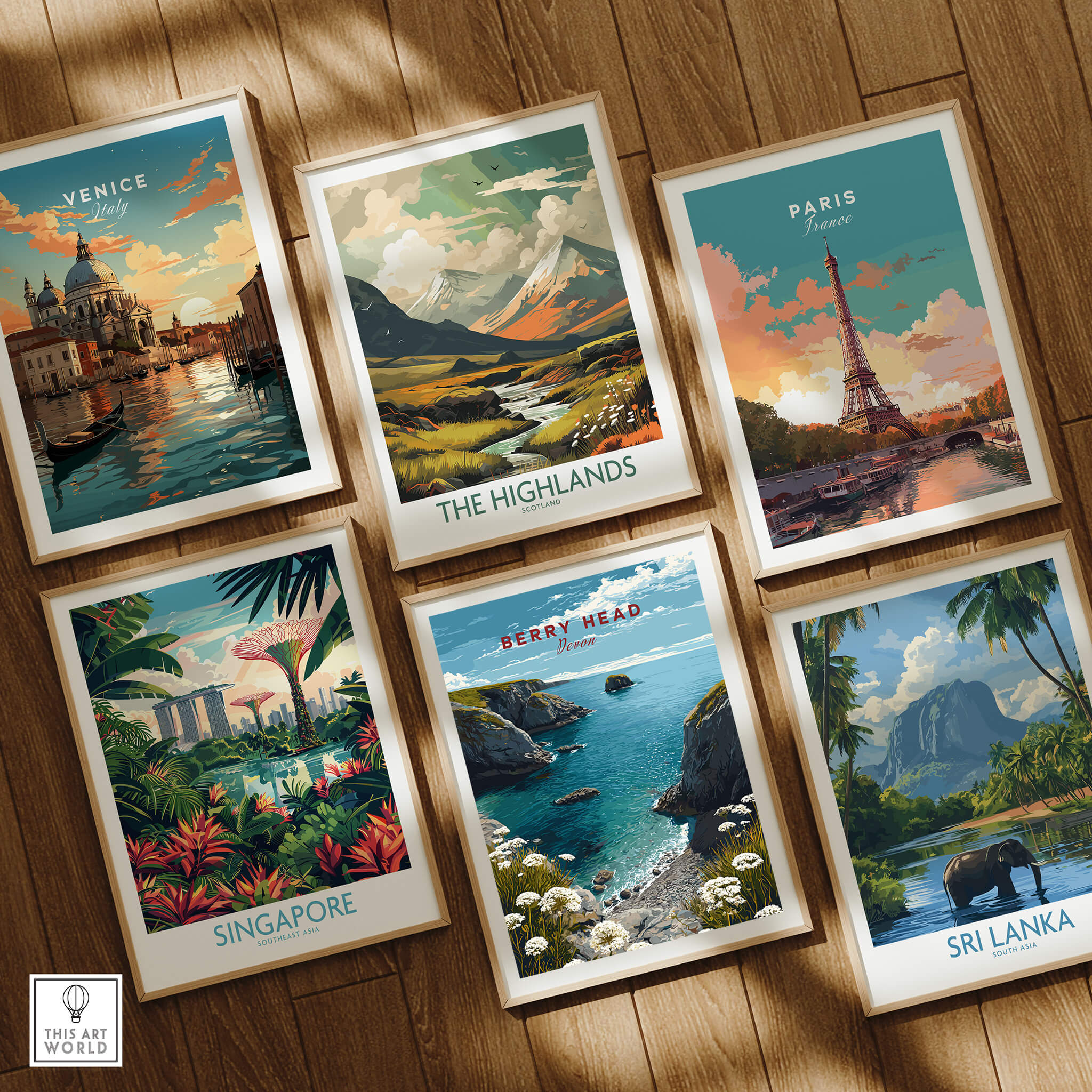 Berry Head Travel Poster – South Devon Coastline and Wildflower Art among various travel prints