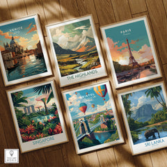 Bristol Travel Poster – Cityscape and Clifton Suspension Bridge Print among other travel posters