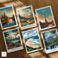 Byron Bay Beach Print - Australia Wall Art featuring coastal scenery with framed prints of various destinations.