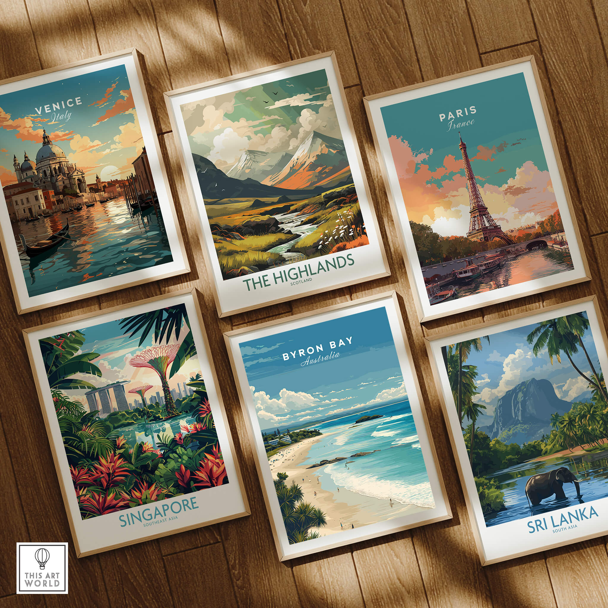 Byron Bay Poster - Canvas Beach Print and international travel art prints displayed in elegant frames.