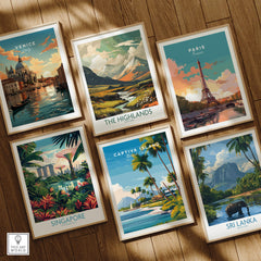 Captiva Island Travel Poster – Florida Beach Houses and Palm Trees Art collection featuring various travel destinations.