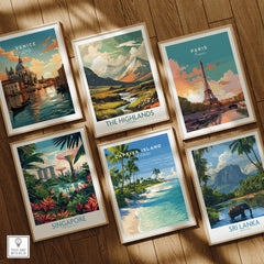 Captiva Island Travel Poster – White Sand Beach and Turquoise Water Art displayed among other travel posters.