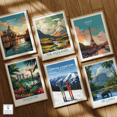 Copper Mountain Travel Poster – Colorado Mountain Summit & Ski Art Print featured among travel posters of various iconic destinations.