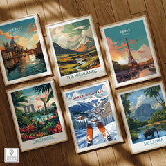 Copper Mountain Ski Poster – Winter Ski Village & Snowy Mountain Art displayed among travel posters.