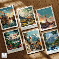 Gruyères Switzerland Wall Art Print | Swiss Travel Poster among various travel posters including Venice and Paris.