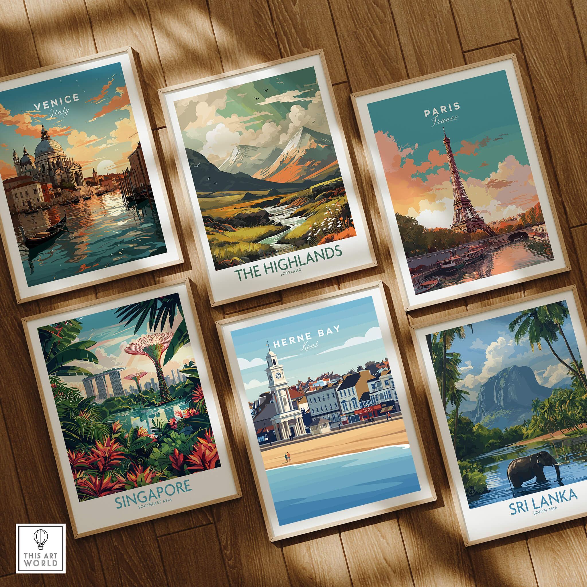 Herne Bay Kent Wall Art Print | British Travel Poster among various travel posters including Venice, Paris, and Singapore.