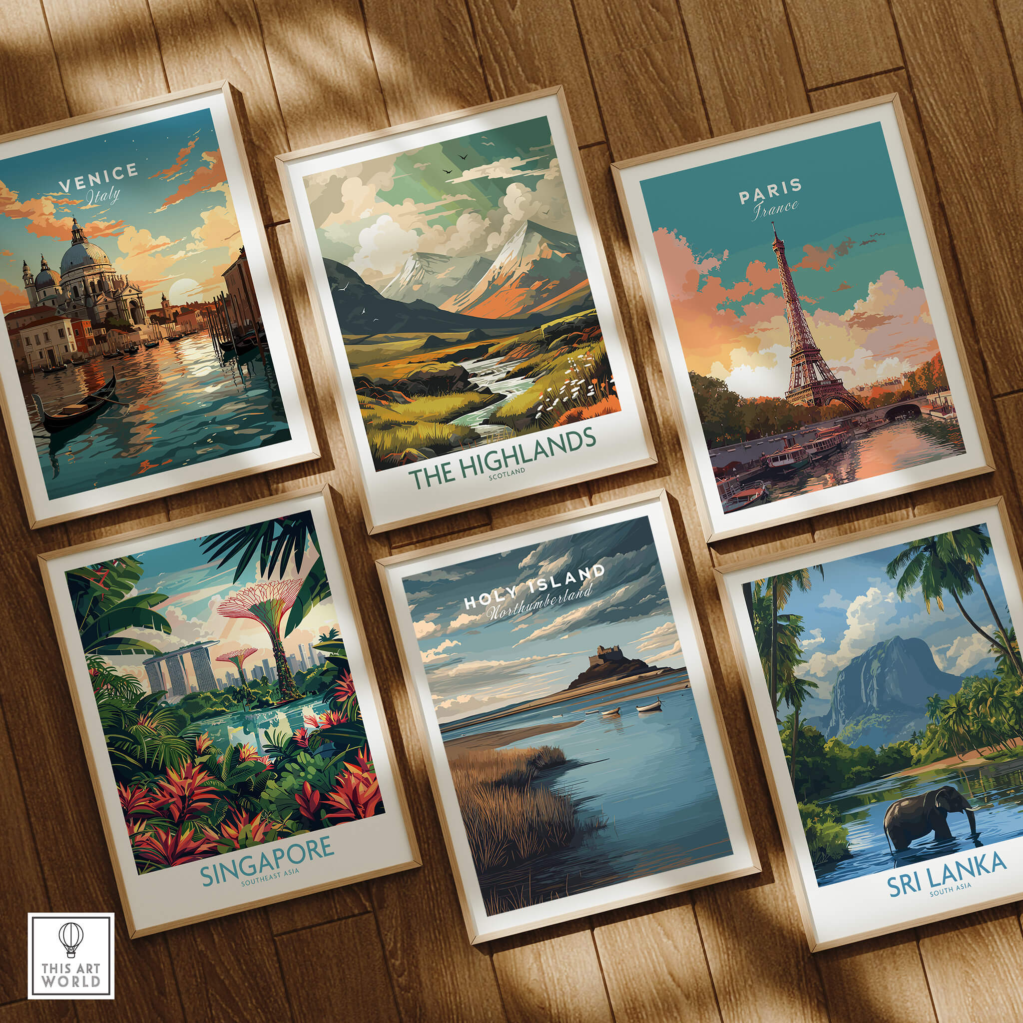Holy Island Northumberland Travel Poster | Lindisfarne Castle Wall Art Print collection featuring famous destinations.