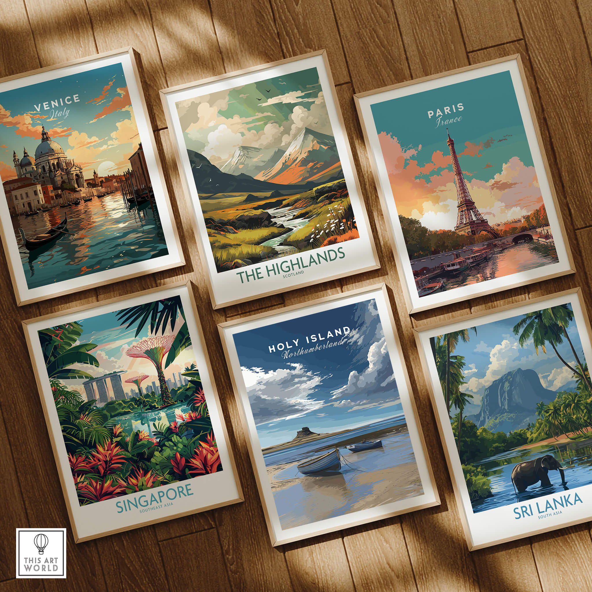 Holy Island Travel Poster Northumberland | Coastal Landscape Wall Art Print among other travel posters.