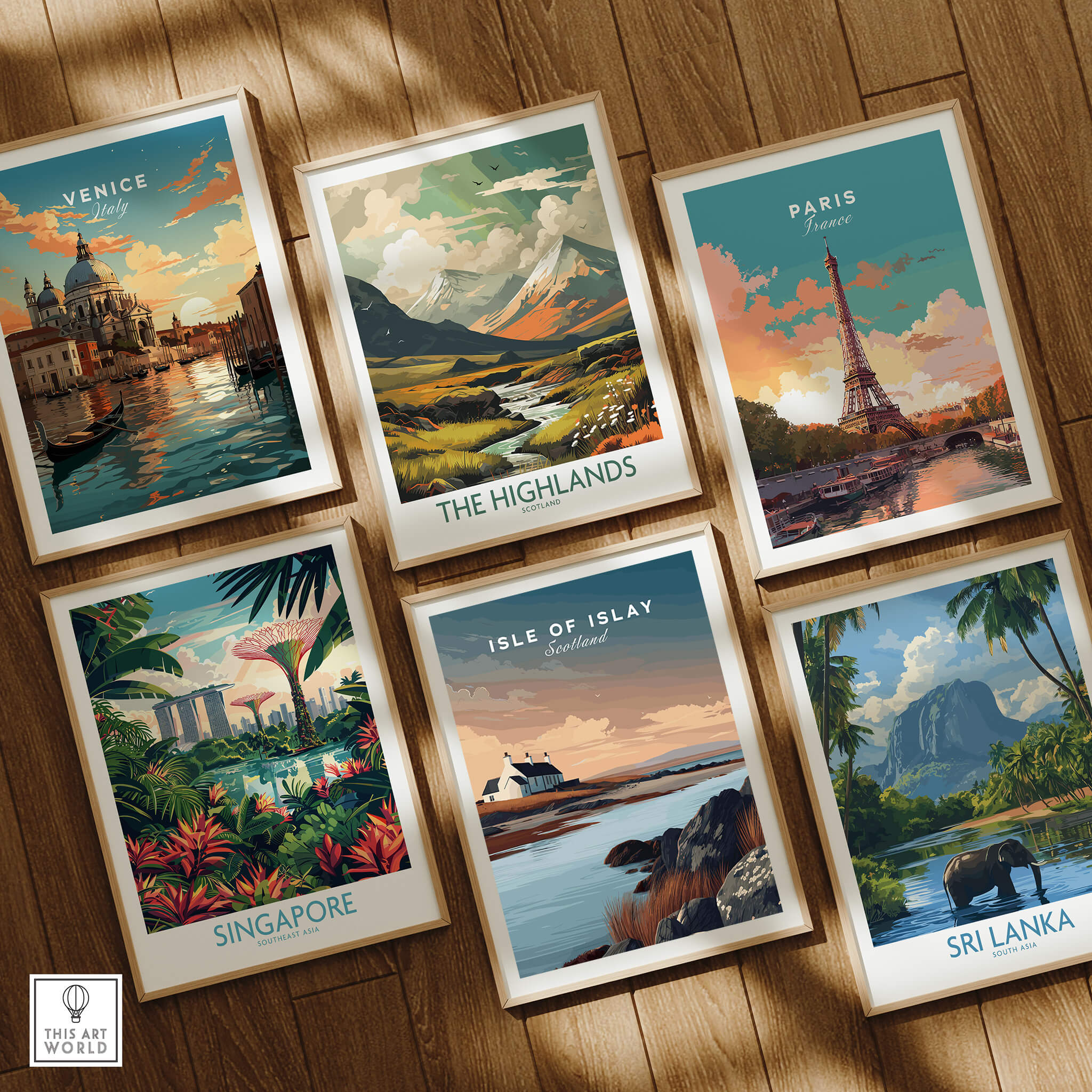 Isle of Islay Scotland Travel Posters | Scenic Coastal Cottage Wall Art Print alongside other famous travel destinations.