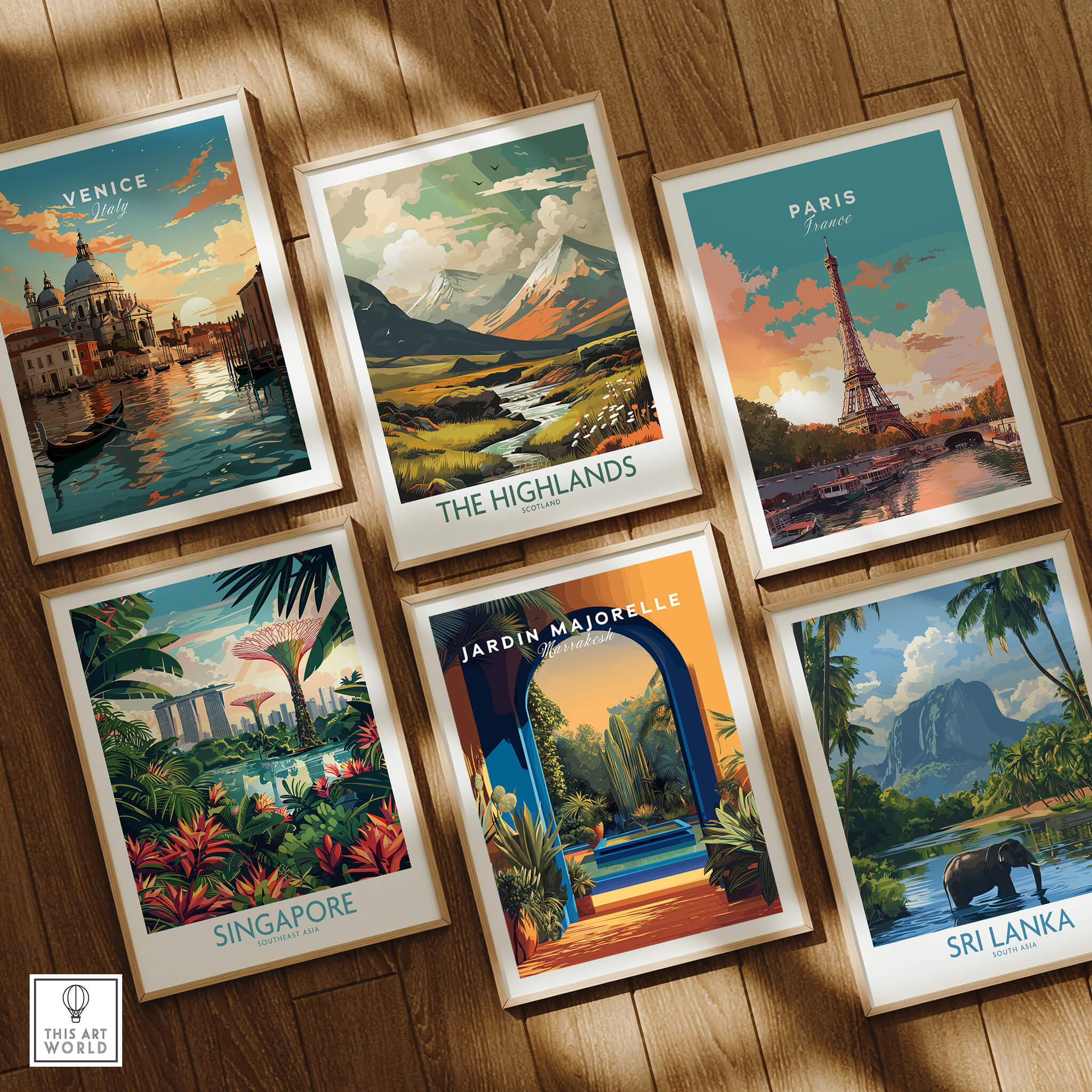 Jardim Majorelle Marrakesh Travel Posters | Garden Fountain Scene Wall Art Print collection with travel destinations.