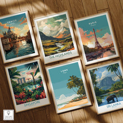 Lomé Togo Travel Posters | West African Beach & Palms Wall Art Print shown among travel destination prints.