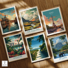 Lovers Key Florida Wall Art Print | State Park Beach Travel Poster displayed among other travel art prints.