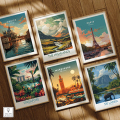 Marrakesh Morocco Wall Art Print | Bustling City Market Travel Posters featuring vibrant travel images.