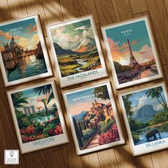 Montepulciano Italy Travel Poster | Tuscan Sunset Wall Art Print collection with Venice, Paris, Singapore, and Sri Lanka.