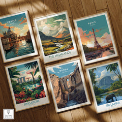 Ronda Spain Wall Art Print | Puente Nuevo Gorge Waterfall Travel Poster featured among travel posters of Venice, Paris, Singapore, and Sri Lanka.