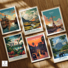 Siem Reap Wall Art Print | Cambodia Sunset Street Scene Travel Poster along with other travel posters.