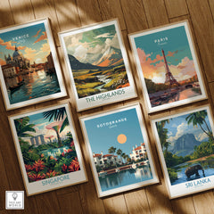 Sotogrande Spain Travel Poster | Luxury Marina & Boats Wall Art Print displayed among other travel posters.