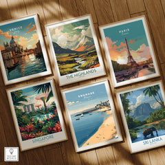 Swanage Dorset Travel Poster | English Coastal Town Wall Art Print collection with images from global destinations.
