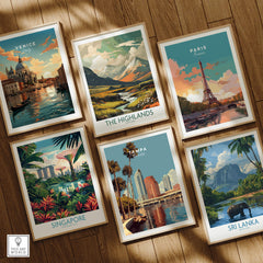 Tampa Florida Wall Art Print | Downtown City Skyline Travel Poster collection featuring various travel destinations.