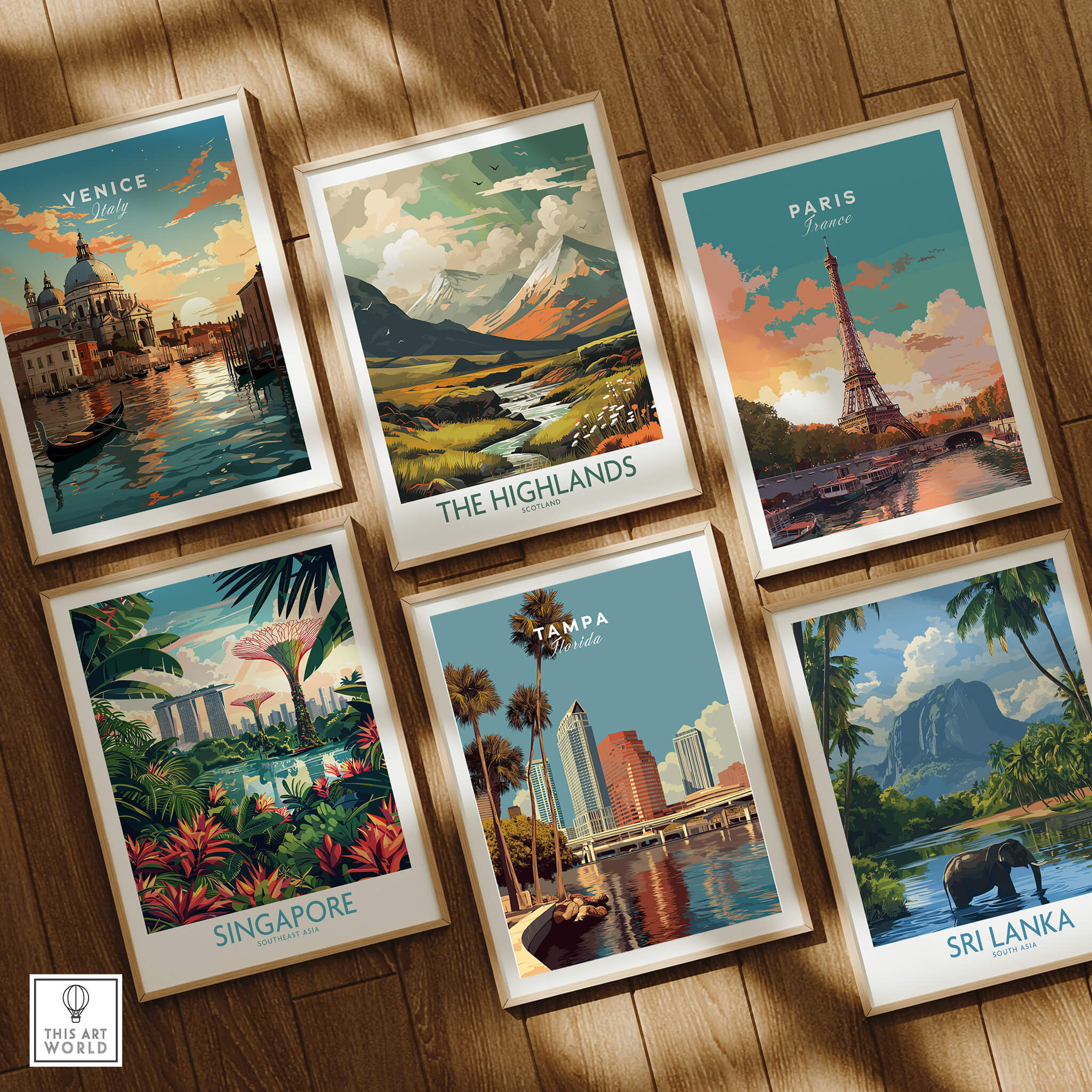 Tampa Florida Wall Art Print | Downtown City Skyline Travel Poster collection featuring various travel destinations.