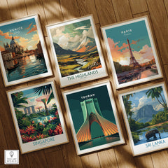 Tehran Iran Travel Poster | Azadi Tower Landmark Wall Art Print featured among other travel posters.