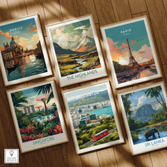 Wellington New Zealand Wall Art Print | Travel Poster featuring scenic city views and iconic landmarks.
