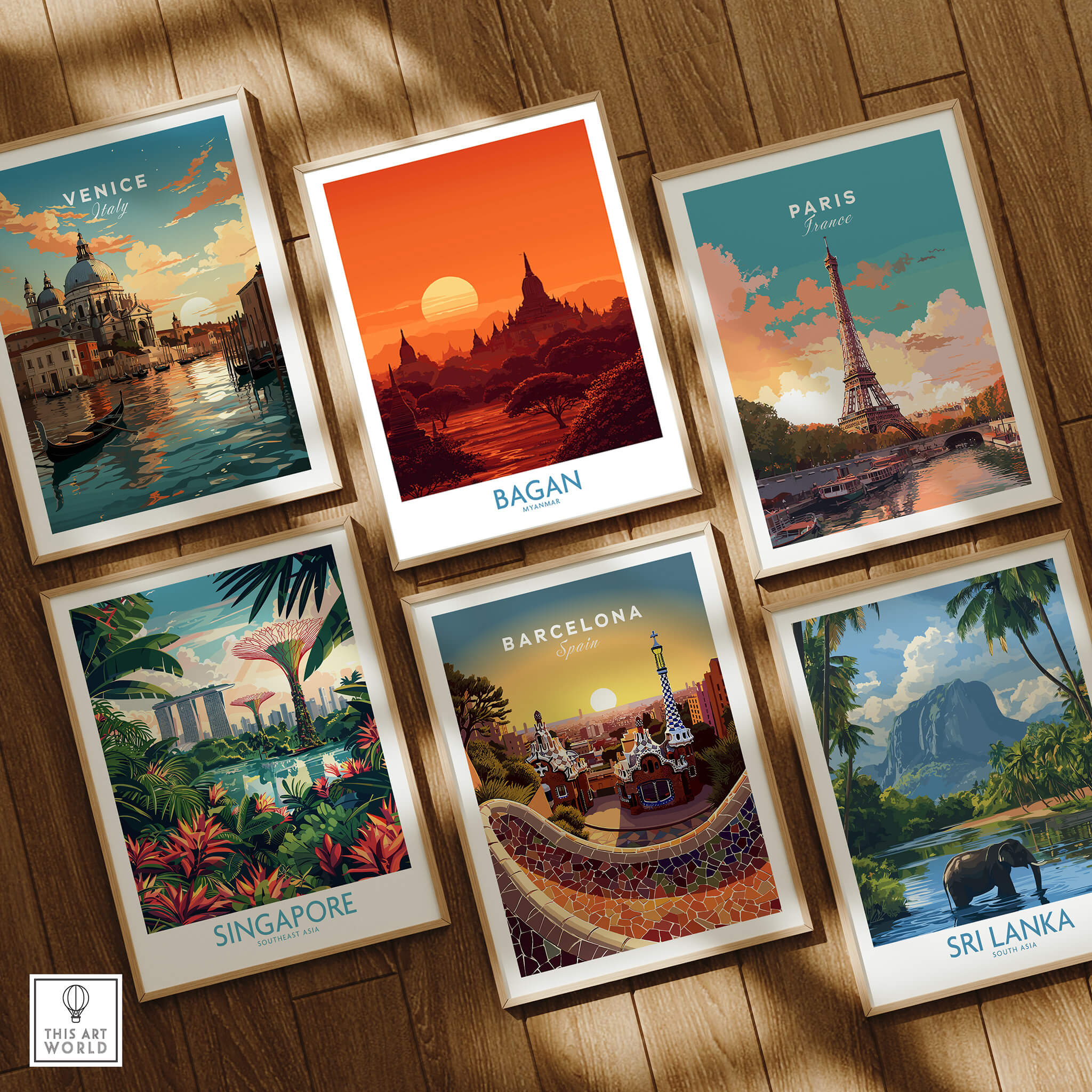 Bagan Myanmar Print – Traditional Pagoda Wall Art featured among international art prints from Venice, Singapore, Paris, and Sri Lanka.