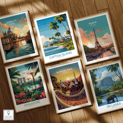 Captiva Island Florida Wall Art – Tropical Coastline and Sailboat Decor artwork featuring diverse travel destinations.