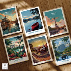 Derwentwater Cumbria Wall Art – Mountain Lake Landscape Print among global travel posters