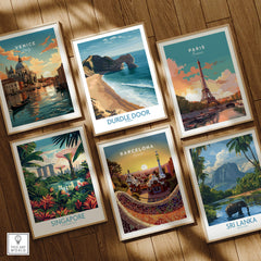 Durdle Door Art Print Dorset Wall Art featuring various travel-themed art prints.