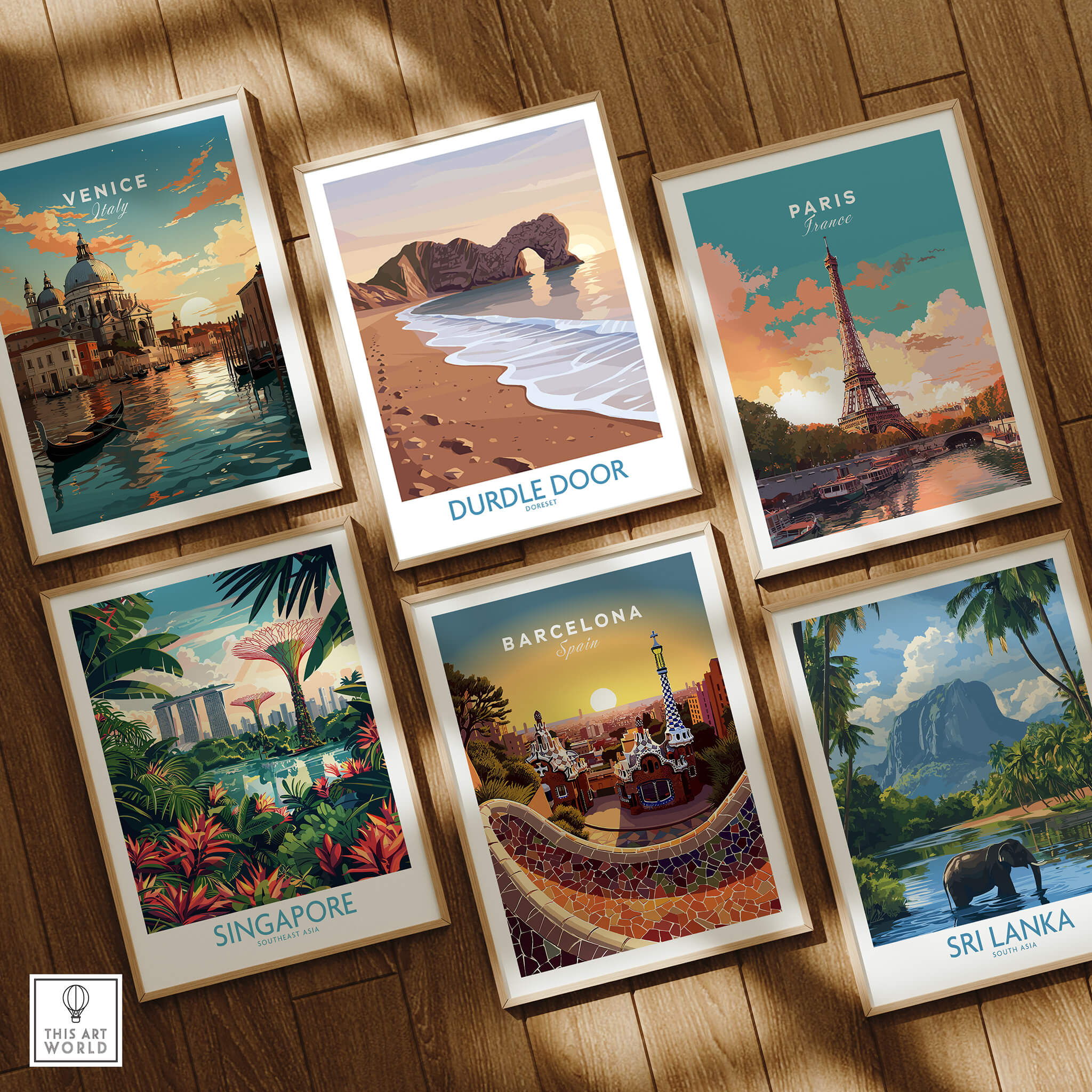 Durdle Door Dorset Wall Art – Canvas Poster displayed among other travel-inspired posters.