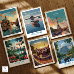 Holy Island Poster Northumberland | Lindisfarne Canvas Print featuring various travel-themed art prints.