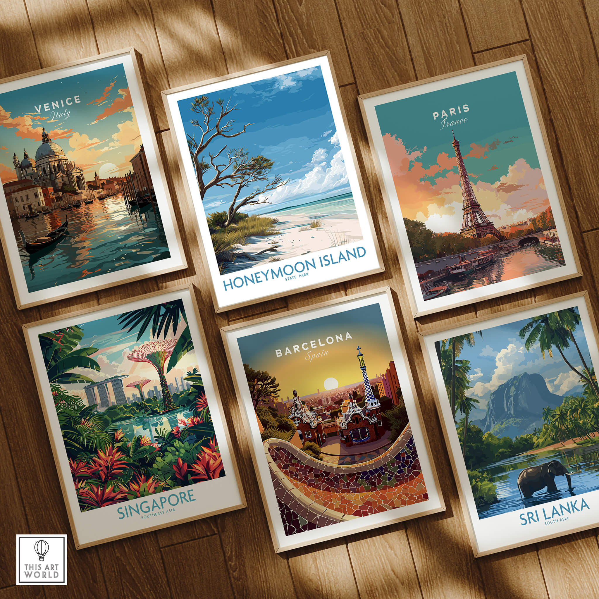 Honeymoon Island Poster | Florida State Park Coastline Canvas Print displayed among travel destination art prints.