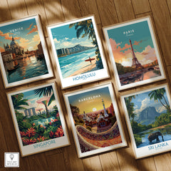 Honolulu Poster | Hawaii Surfing Canvas Print featuring vibrant artwork of Hawaii's surf culture and ocean scenes.