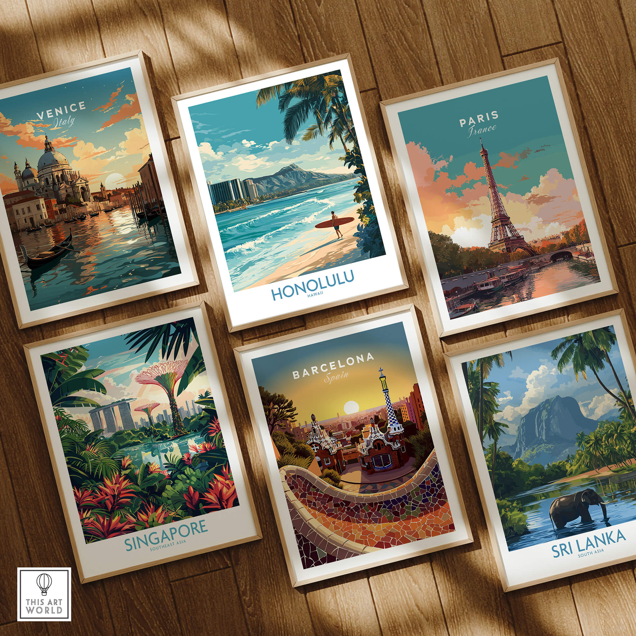 Honolulu Poster | Hawaii Surfing Canvas Print featuring vibrant artwork of Hawaii's surf culture and ocean scenes.