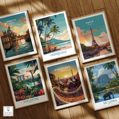Honolulu Hawaii Poster | Vintage Aloha Style Canvas Print featuring retro travel aesthetics and classic island imagery.