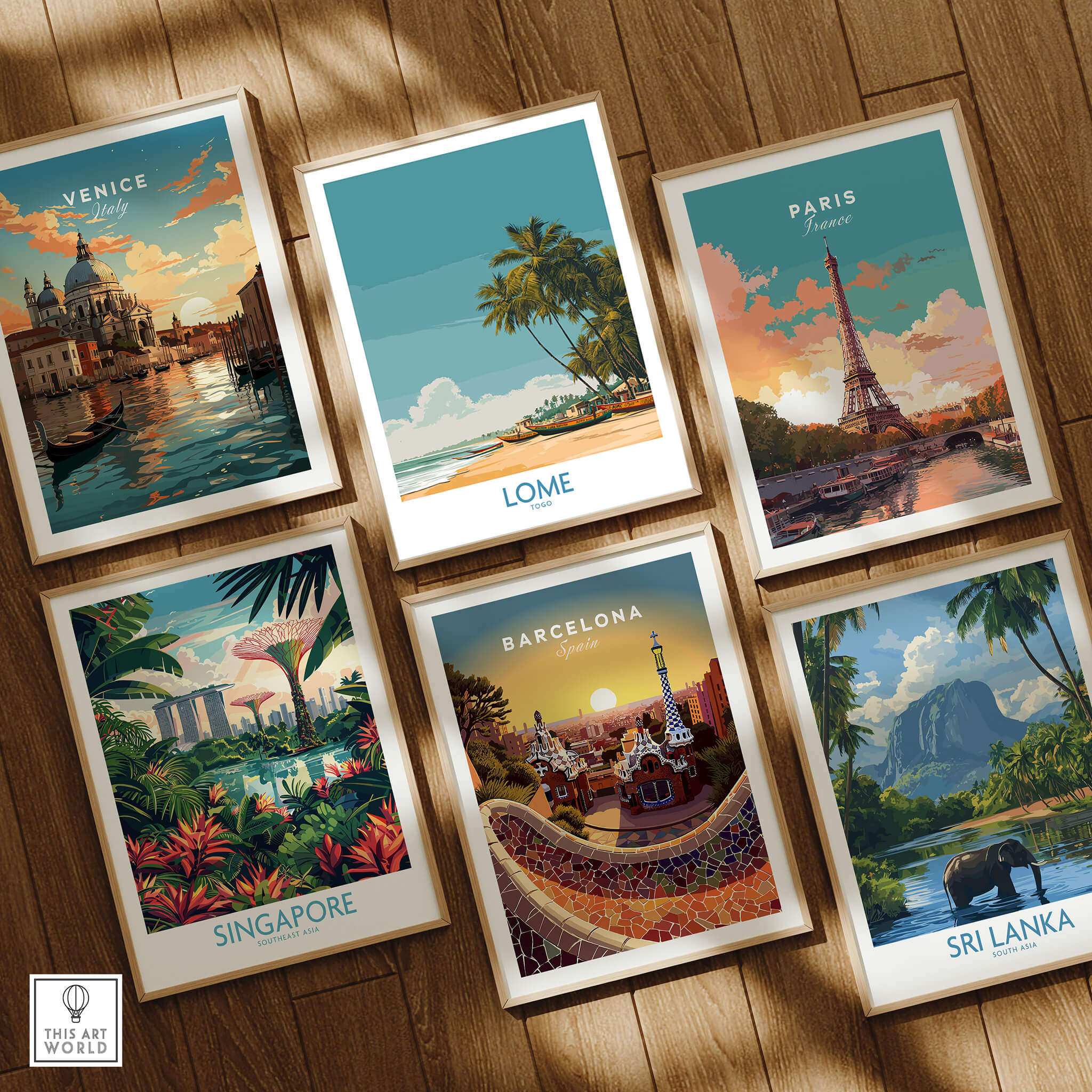 Lomé Togo Canvas Print | Tropical Coastal Village Scene Posters displayed among other travel posters.