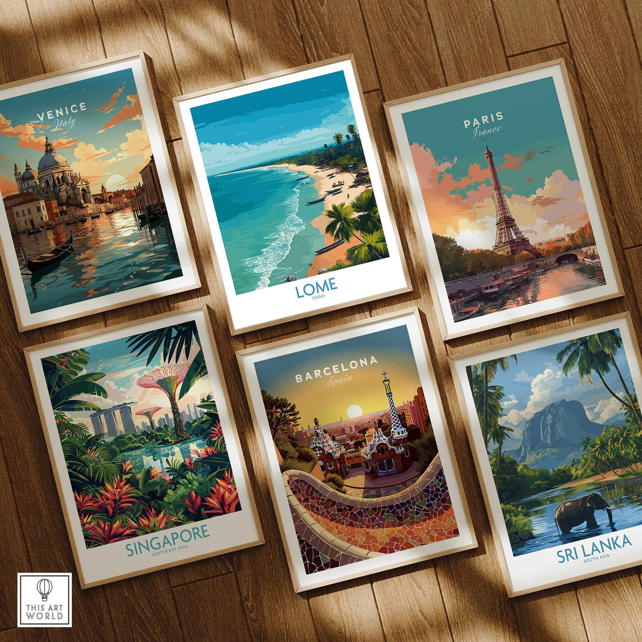 Lomé Togo Poster | West African Coastline Canvas Print displayed among other travel posters.