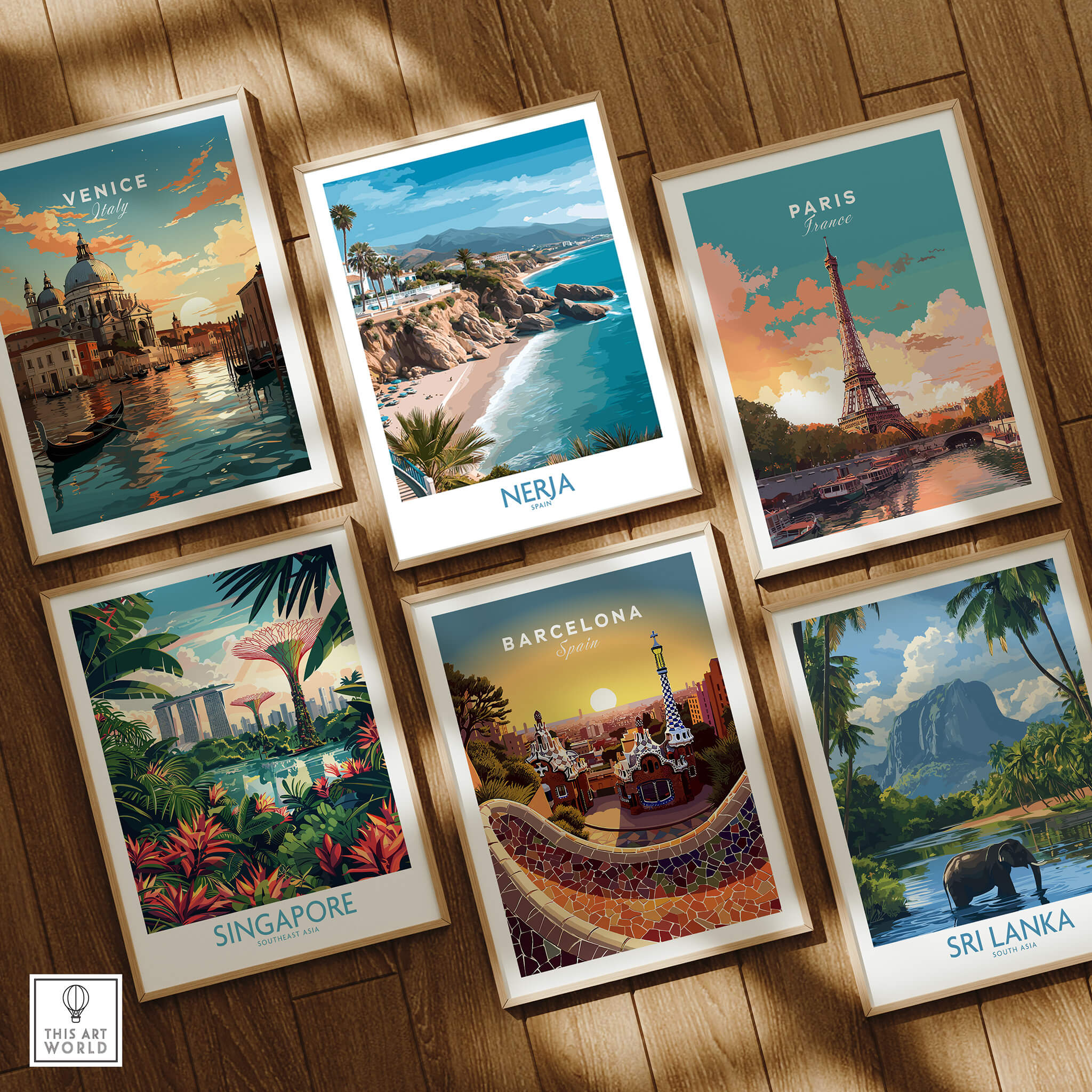 Nerja Spain Poster | Mediterranean Beach Landscape Canvas Print featuring scenic travel artwork from various destinations.