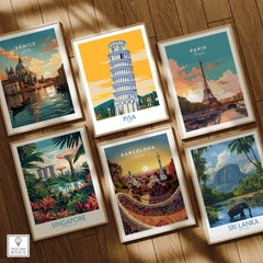 Pisa Tower Italy Print featuring iconic leaning tower with vibrant colors, part of a travel-themed art collection